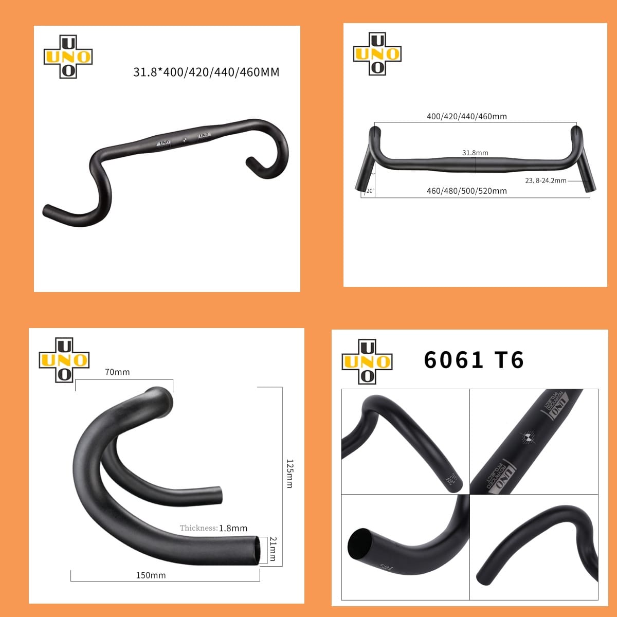 UNO FL12 Road Bike Flared Bend Handlebar